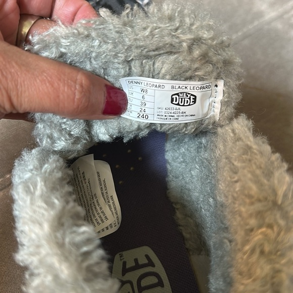 Hey Dude Black and Gray Moccasin Slippers with Plush Collar - Picture 9 of 9